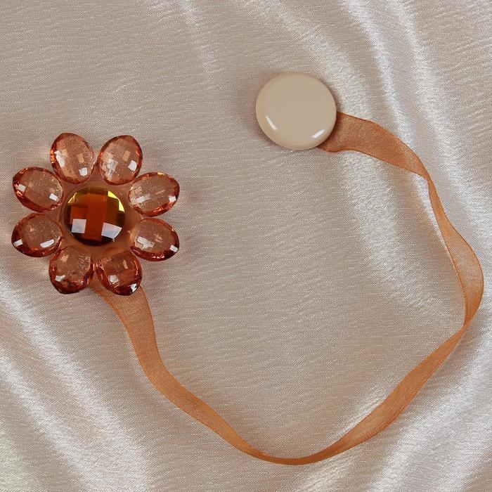 Подхват для штор &laquo;Цветок&raquo;, 6 &times; 6 см, цвет коричневый