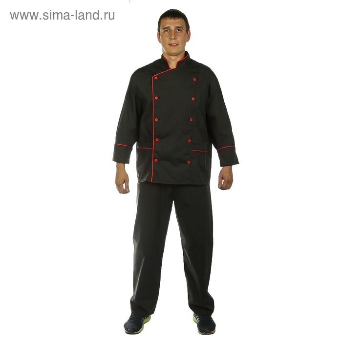Костюм шеф-повара гладкокрашенный, тиси, р. 48-50, цвет чёрный Костюм шеф-повара гладкокрашенный, тиси, р. 48-50, цвет чёрный