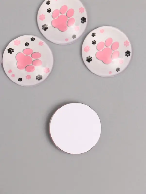 Кабошон стекло для творчества "Круг. Следы кошки" 3х3 см