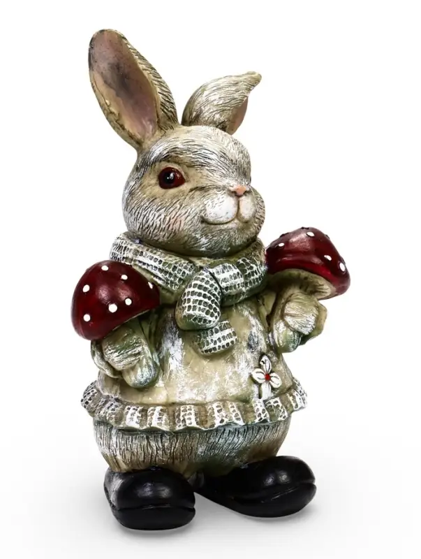 Садовая фигура 26 х 12 х 16 см  "Зайка с грибами"