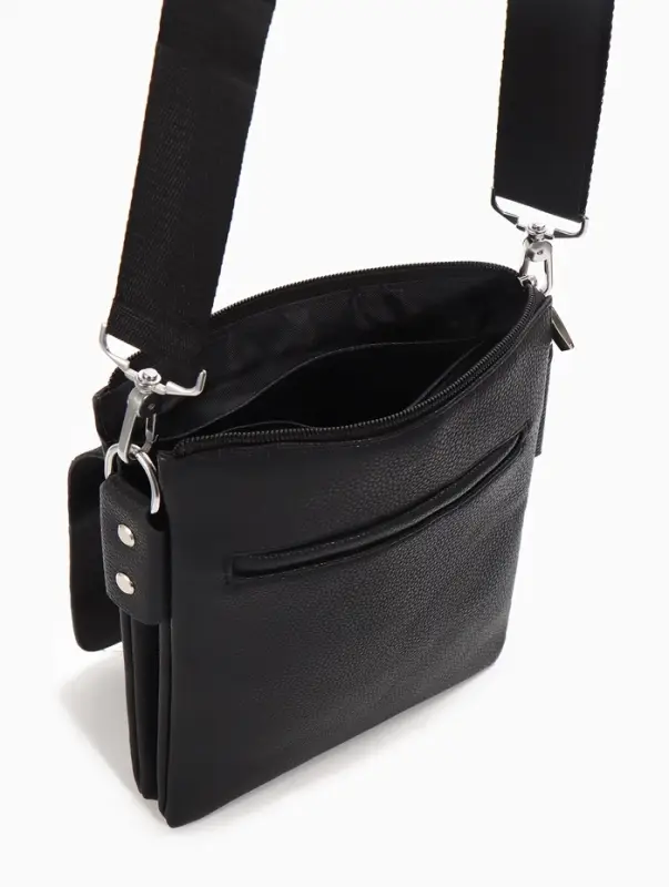 Сумка планшет муж, 19*2*23, 2 отд на молнии,  н/карм, длин рег ремень, черный