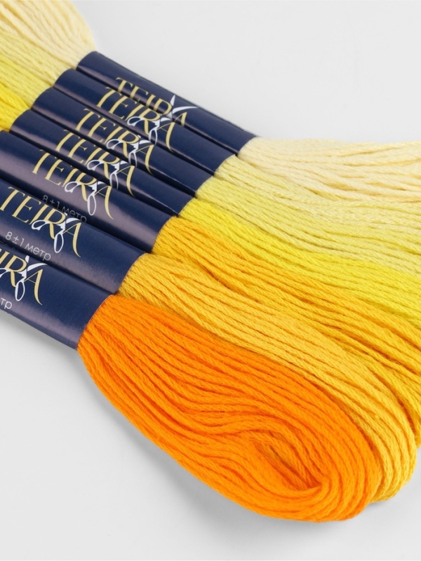Набор ниток мулине хлопок 8±1м (наб 7шт цена за наб) cпектр жёлтый TR Набор ниток мулине хлопок 8±1м (наб 7шт цена за наб) cпектр жёлтый TR
