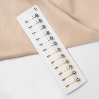 Зажим для платка &laquo;Хрусталь&raquo; шарик, цвет белый в серебре (неделимая фасовка 12 шт., цена за шт.)