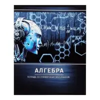 Тетрадь предметная 48 листов в клетку Calligrata, &laquo;Металл. Алгебра&raquo;, обложка мелованный картон, серые листы