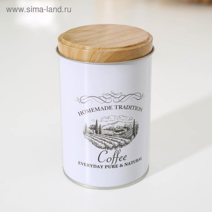 Банка для кофе &laquo;Дом и поле&raquo;, 12&times;7,5&times;7,5 см, цвет белый