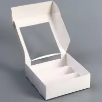 Коробка складная, под 3 эклера, белая, 15х15х6 см
