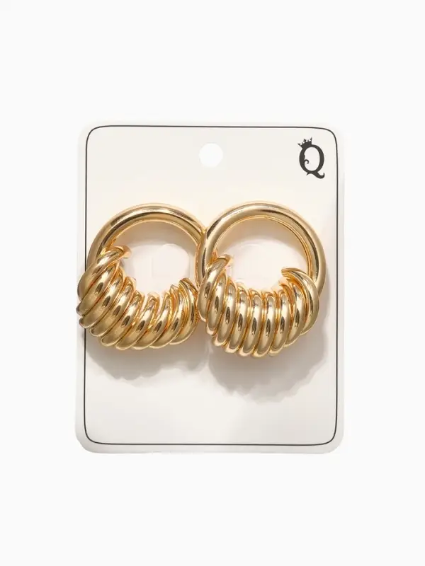 Серьги металл "Кольца" тренд, цвет золото