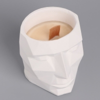 Свеча из соевого воска в кашпо &laquo;Геометрическая голова&raquo;, 9&times;7.5 см, белая