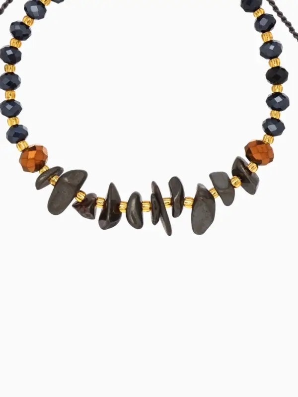 Браслет, длина 16 см, цв. синий, золотой