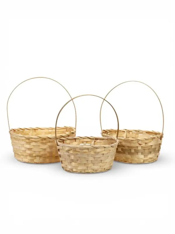 Набор корзин 3 шт 22х18x10 24х19x10 27х21x10 см ручка h=24/26/28 см натур