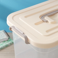 Контейнер для хранения с крышкой Доляна, 10 л, 35,5&times;23,5&times;19 см, цвет бежевый