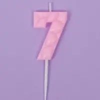 Свеча для торта &laquo;Цифра 7&raquo;, светло-розовая