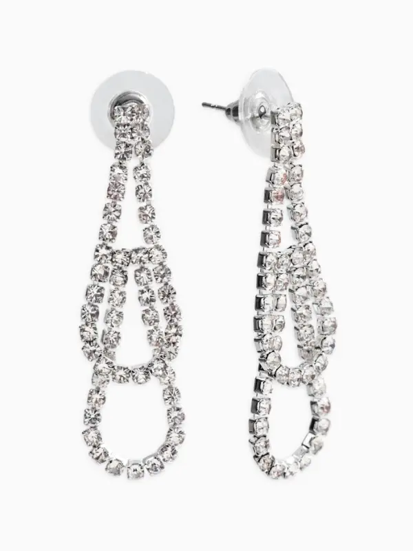 Набор 2 предмета: серьги, колье со стразами &laquo;Лёд&raquo;. d=13.5 см, белый в серебре