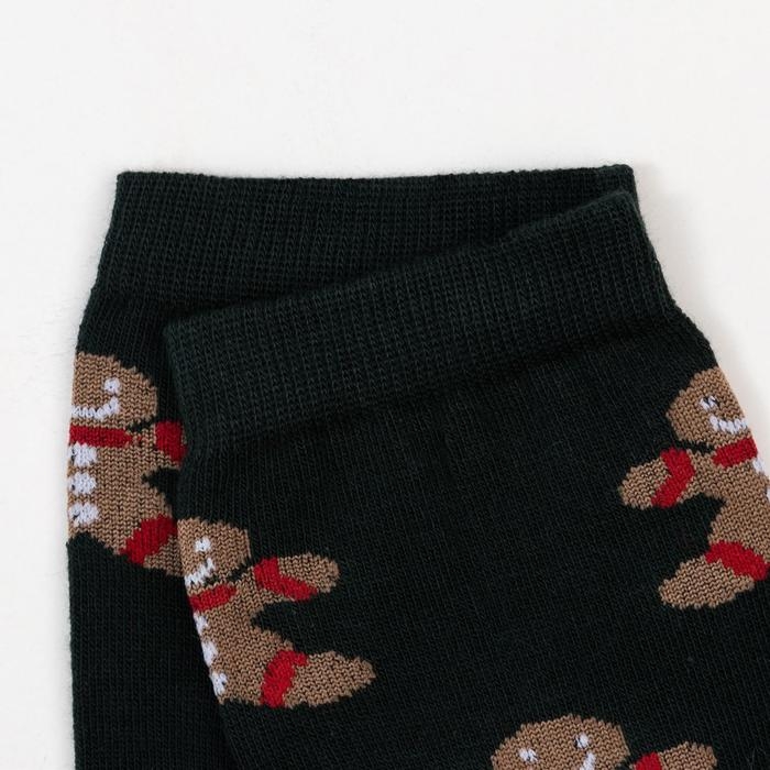 Носки новогодние мужские &laquo;Печеньки&raquo; цвет тёмно-зелёный, размер 25