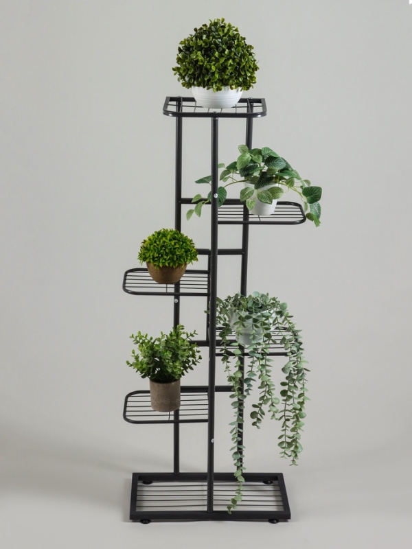Подставка для цветов Greengo, 6 полок, 44 &times; 22 &times; 105 см, напольная, металл, тёмно-серая
