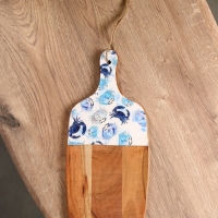 Доска разделочная прямоугольная "Крабы" дерево манго 41х18 см