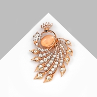 Брошь &laquo;Жар-птица&raquo;, цвет белый в золоте