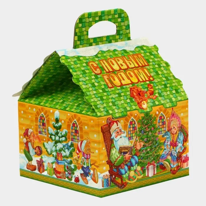 Подарочная коробка новогодняя с заданиями по мотивам известных сказок &laquo;Домик малый&raquo; 120&times;12 см