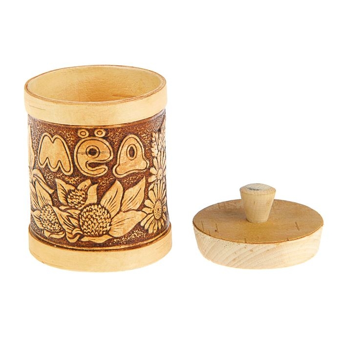 Туес &laquo;Цветочный&raquo;, мёд, 6&times;9,5 см, береста