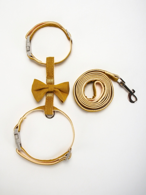 Комплект амуниции "Леди и Джентельмен", поводок 120 х 1,5 см, желтый