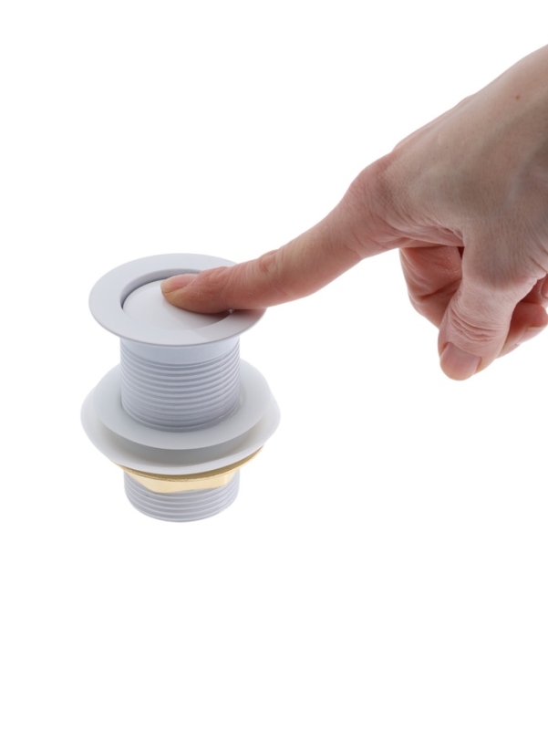 Донный клапан ZEIN engr, маленькая кнопка, без перелива, нержавеющая сталь, белый