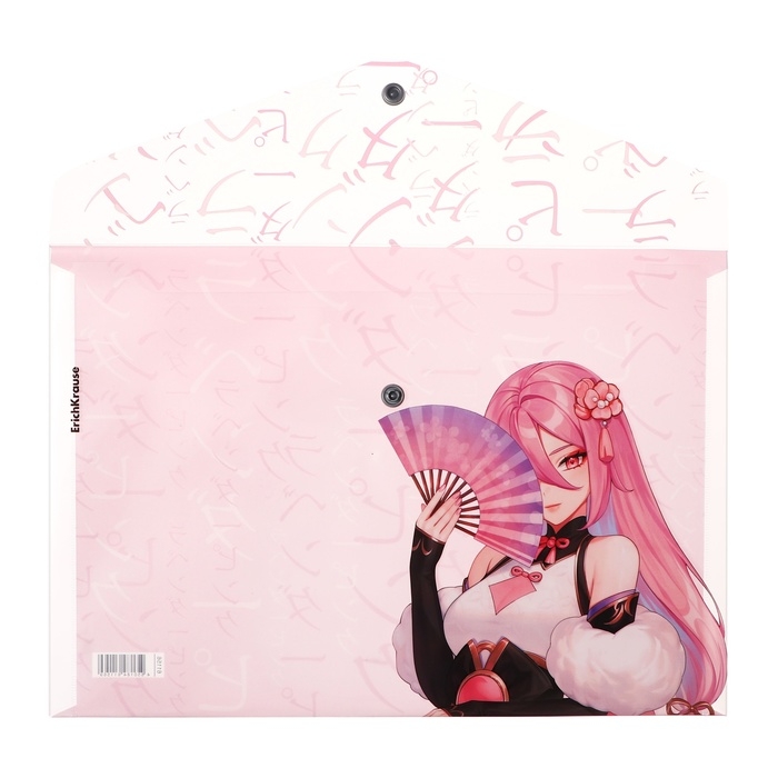 Папка-конверт на кнопке А4, 160 мкм, ErichKrause "Manga Girls", полупрозрачная, глянцевая, микс