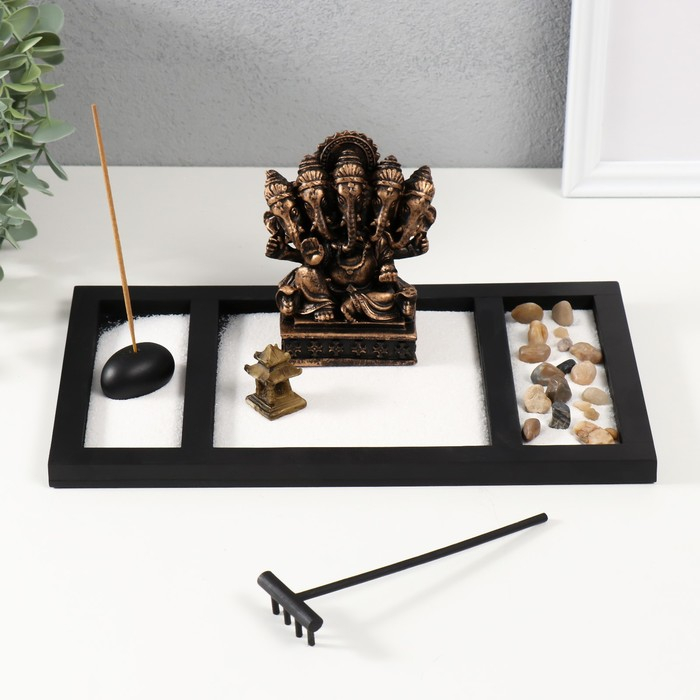 Сад камней Дзен 2*28*16,5 см "Ганеша пятиголовый", черный