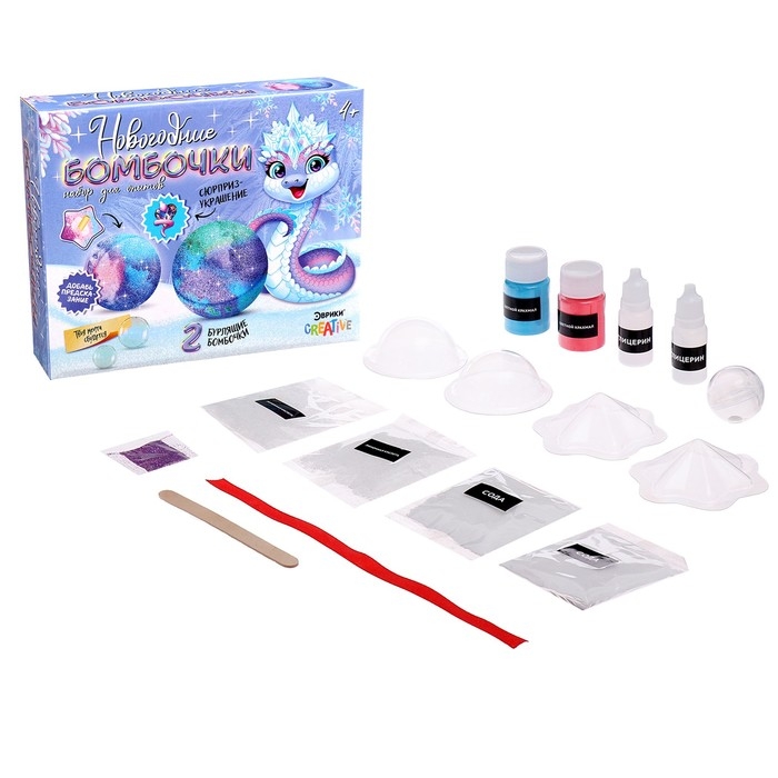 Набор для опытов &laquo;Новогодние бомбочки&raquo;, со змейкой, своими руками