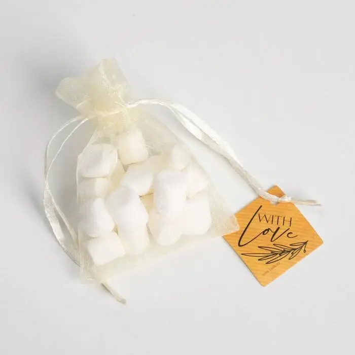 Мешочек подарочный органза бежевый &laquo;С любовью&raquo;, с шильдиком, 7 х 9 см +/- 1.5 см