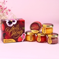 Набор &laquo;Любви и счастья&raquo;: крем-мёд 30 г. Х 5 шт., чай с лесными ягодами 50 г.