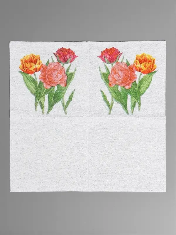 Салфетки бумажные Гармония цвета многоцветие "Тюльпаны", 24*24 см 50 листов