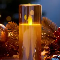 Светодиодная свеча "Золотистая" 14х5.5 см, AAx2 (не в компл.), Т/БЕЛЫЙ