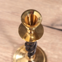 Подсвечник на 1 свечу "Спираль" латунь, черный с золотом 7х19 см