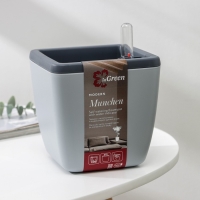 Кашпо с автополивом Munchen, 1,5 л (850 мл), 13&times;13 см, h=16,8 см, цвет серый