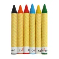 Мелки восковые 6 цветов, утолщённые, 93&times;11 мм, Calligrata, в картонной коробке