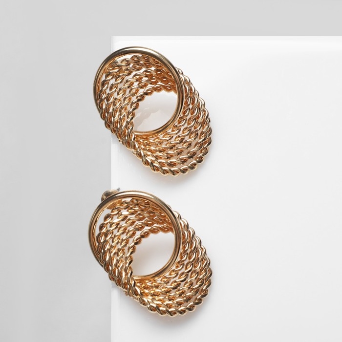 Серьги металл &laquo;Переплетение&raquo; нити, цвет золото