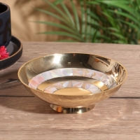 Блюдо сервировочное "Золотая с перламутром" латунь 14,5х14,5х5 см