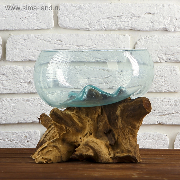 Вазон стекло на дереве "Забота" 20х25х25 см, МИКС