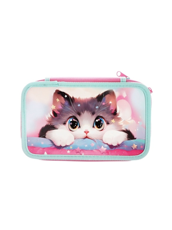 Пенал 3 секции, 125 х 205 х 55 мм, Calligrata 30П26/3 "Кот Корея", ламинированный картон