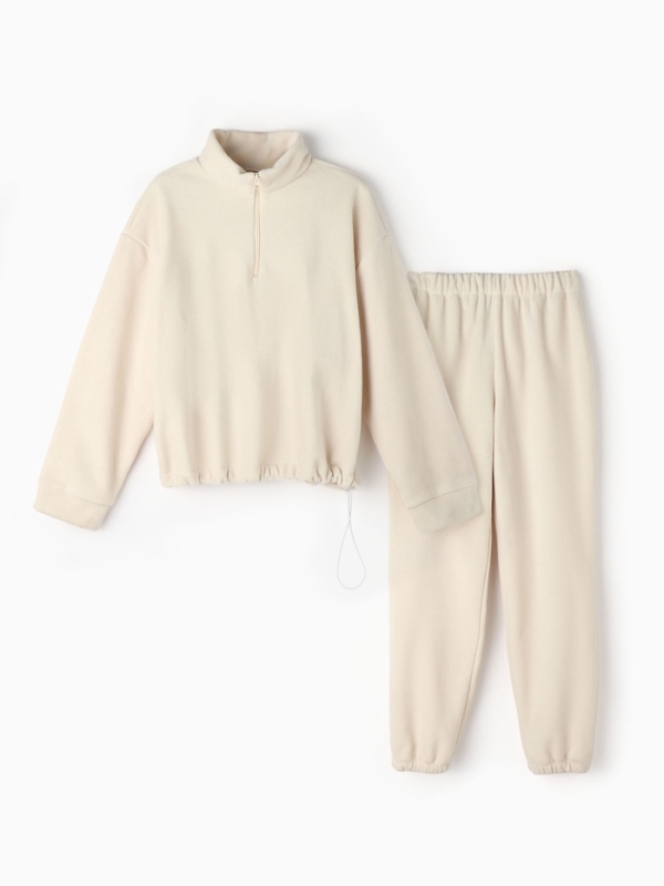 Костюм женский (анорак и брюки) MINAKU: Fleece Soft, цвет бежевый, р-р 46
