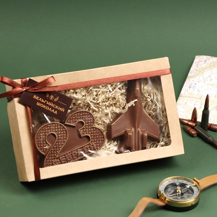 Бельгийский шоколад, 2 в 1 «23 февраля 2 + Самолет», 160 г Бельгийский шоколад, 2 в 1 «23 февраля 2 + Самолет», 160 г
