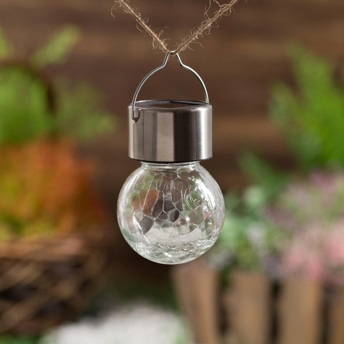 Садовый светильник на солнечной батарее &laquo;Лампочка&raquo;, 7&times;9&times;7 см, 1 LED, свечение тёплое белое