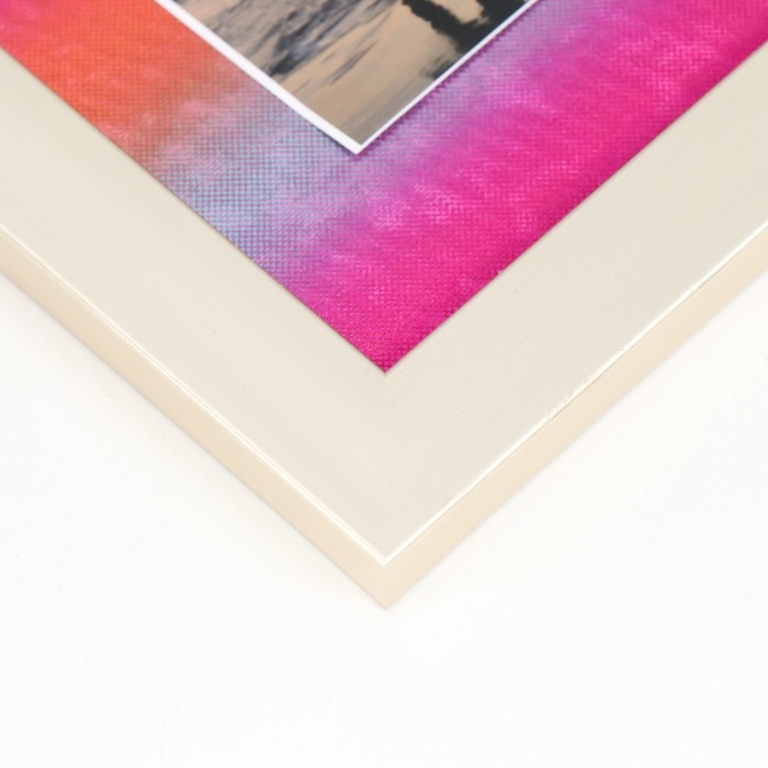 Фоторамка пластик, текстиль на 2 фото "Закат" с прищепками, золото 27,7х23 см