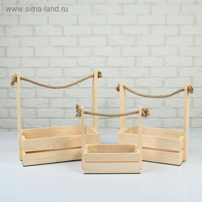 Набор кашпо деревянных 3 в 1 (30.5×18.5×35; 25.5×15×30; 20×12×23) Набор кашпо деревянных 3 в 1 (30.5×18.5×35; 25.5×15×30; 20×12×23) "Аром", натуральная сосна