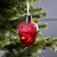 Ёлочный шар &laquo;Жёлудь красный&raquo;, батарейки, 4 LED, свечение тёплое белое