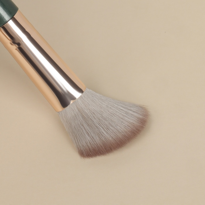 Набор кистей для макияжа &laquo;Lillian&raquo;, 14 предметов, футляр на завязках, цвет зелёный/серый