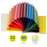 Цветная бумага двусторонняя А4, 16 цветов, 64 листа (32 листа мелованная + 32 листа офсетная), Мульти-Пульти "Чебурашка", на склейке Цветная бумага двусторонняя А4, 16 цветов, 64 листа (32 листа мелованная + 32 листа офсетная), Мульти-Пульти "Чебурашка", на склейке