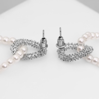 Серьги с жемчугом &laquo;Бусина&raquo; переплетение чувств, цвет серебро