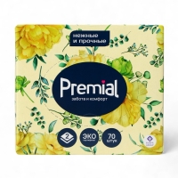 Салфетки &laquo;Premial&raquo; косметические 2-слойные в коробке Нон стоп, 70 шт МИКС