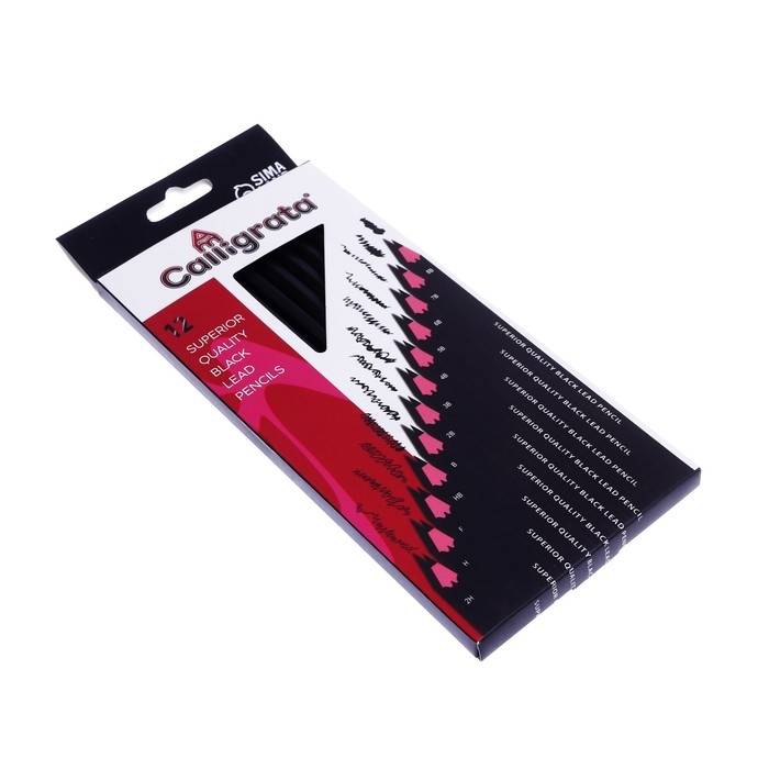 Набор карандашей чернографитных, 12 штук, твёрдость 2Н - 8В, гранённые, заточенные, в картонной коробке Набор карандашей чернографитных, 12 штук, твёрдость 2Н - 8В, гранённые, заточенные, в картонной коробке